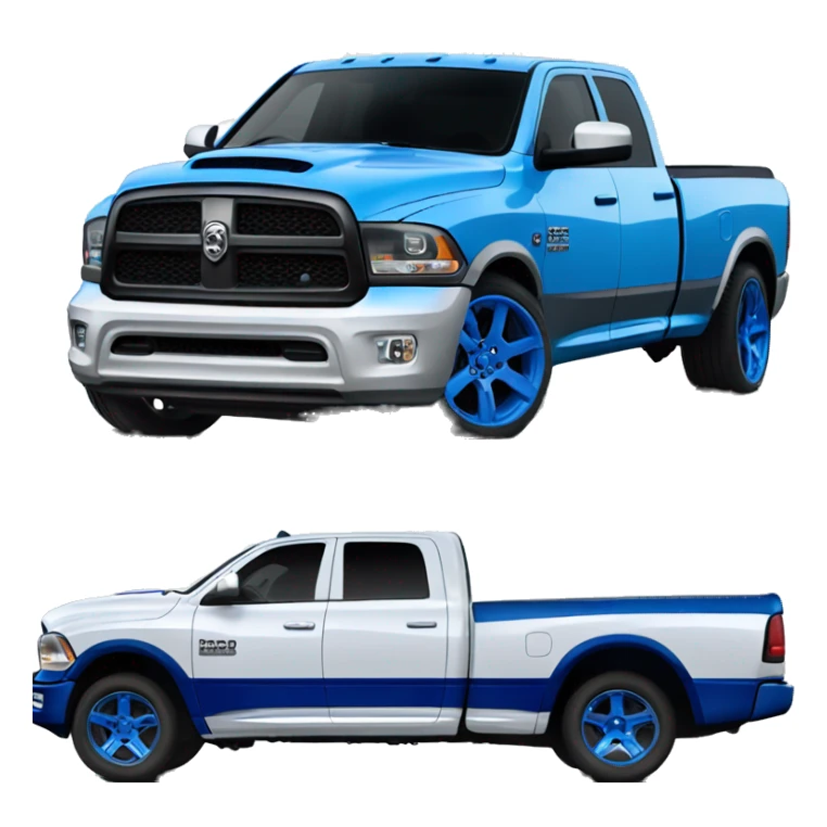 White truck faded to blue dually dodge ram sticker