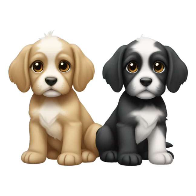 Two cavatzu puppies together tan and black sticker