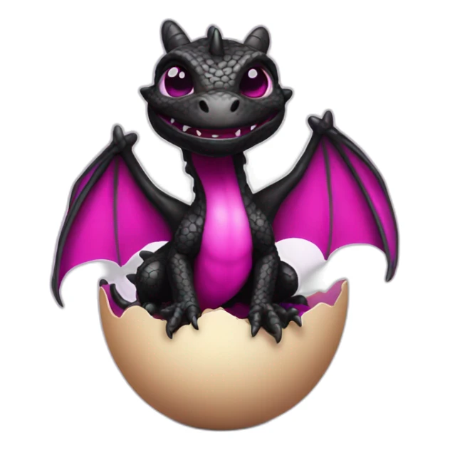black and magenta baby dragon in egg sticker