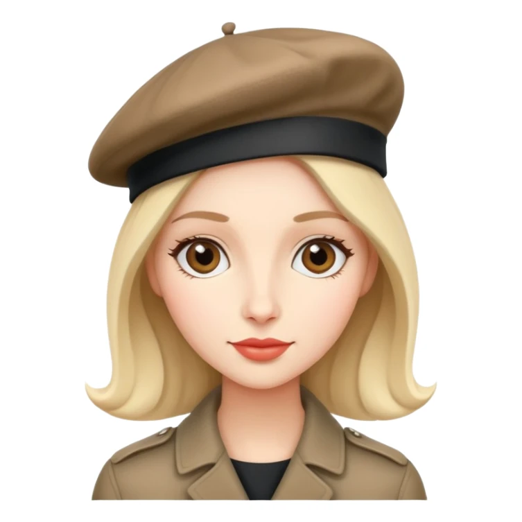 Parisian woman wearing a beret hat sticker