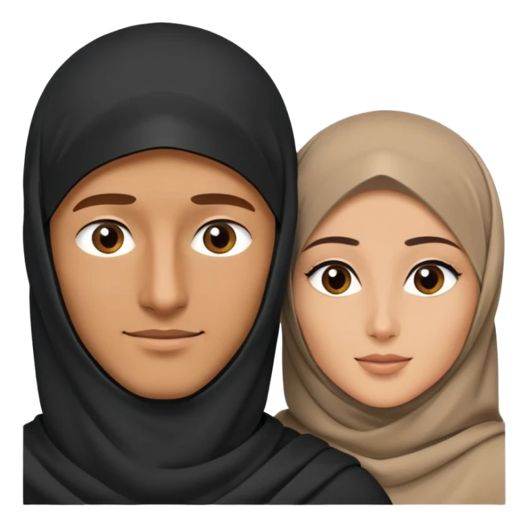 Man looking to a women in niqab, man in one side love  sticker