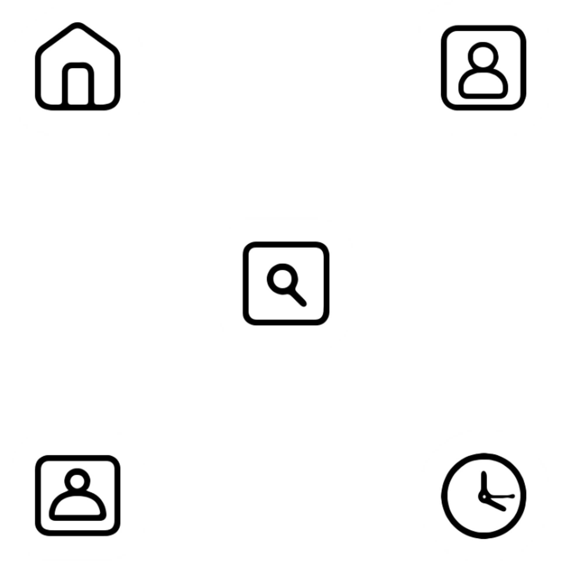Website icon set with home icon, search icon, menu icon, profile icon, and settings icon sticker