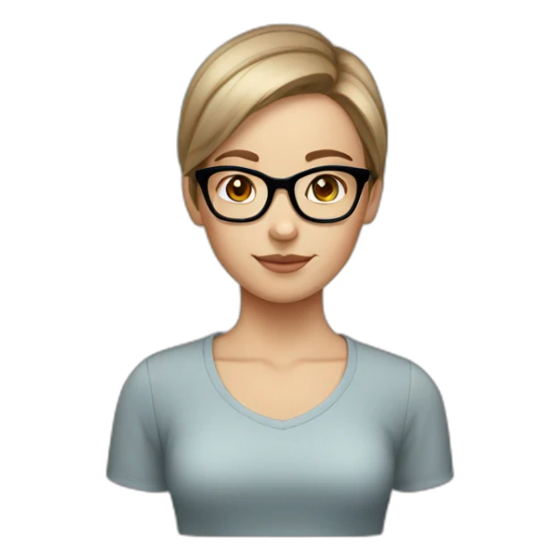White girl with glasses straight brown mid-short hair sticker