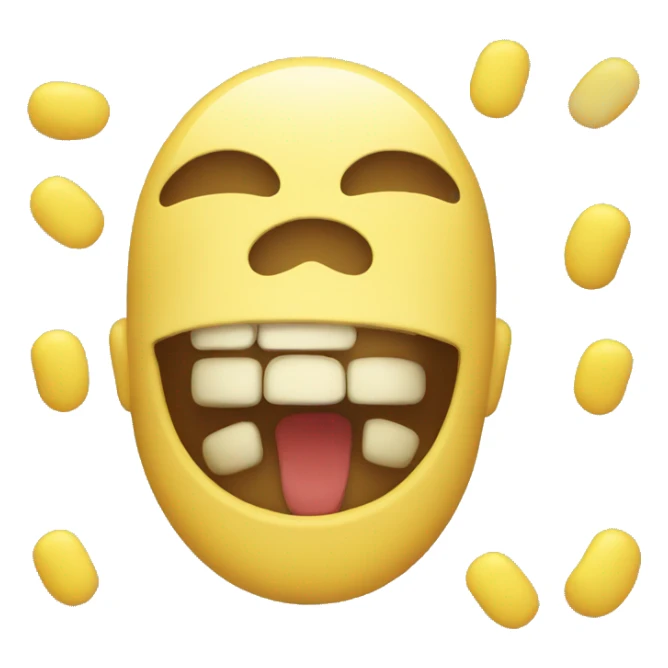 emoji with the yellow bone in the mouth sticker