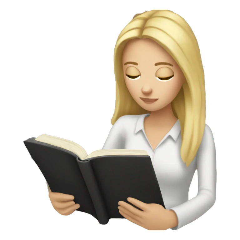 blonde white girl reading a black book sticker