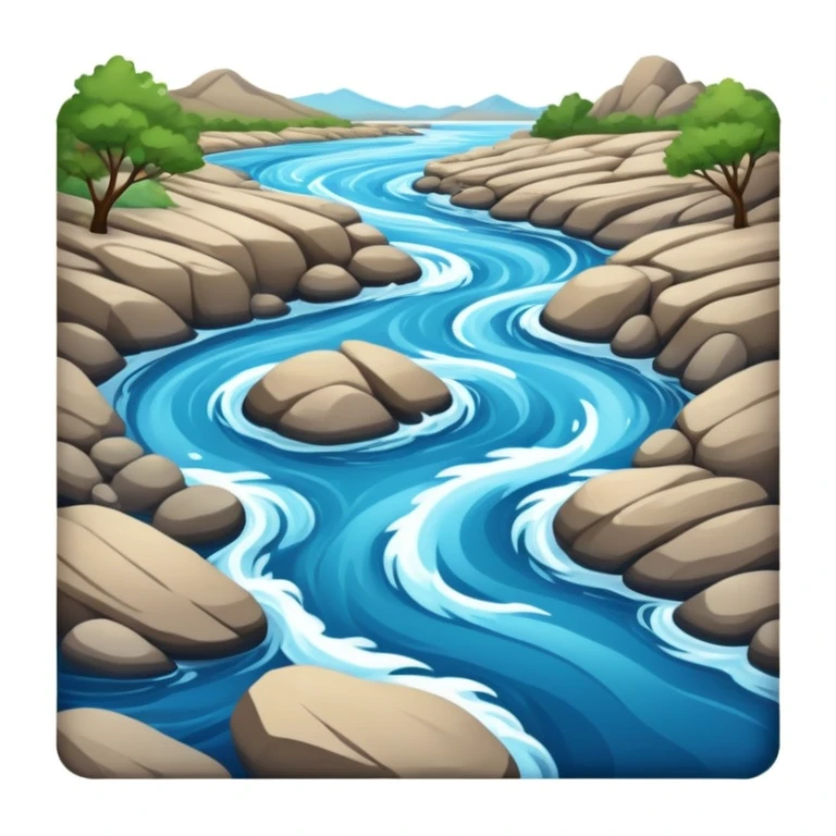 Flowing river with clear blue water and small waves sticker