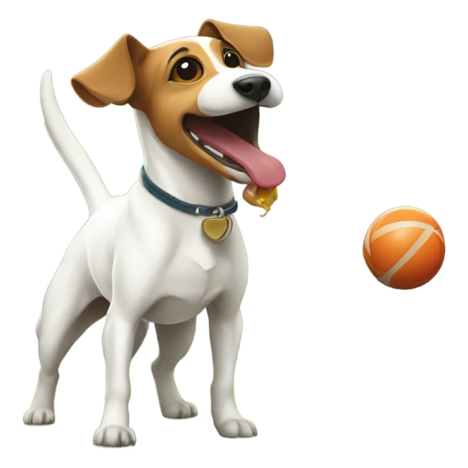Jack Russel terrier chewing on a ball in a park sticker