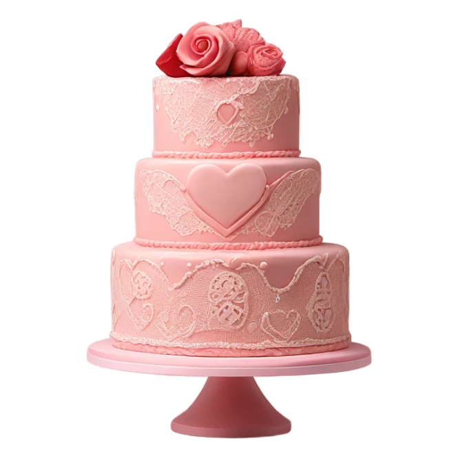 vintage valentine’s day cake sticker