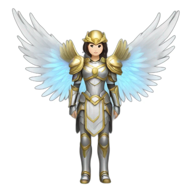 Female Asian archangels armor wings halo sticker