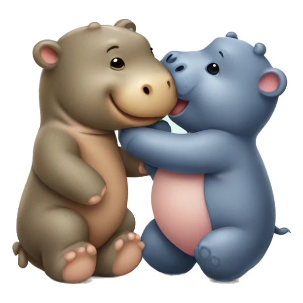 baby hippo giving a kiss to a teddy bear sticker