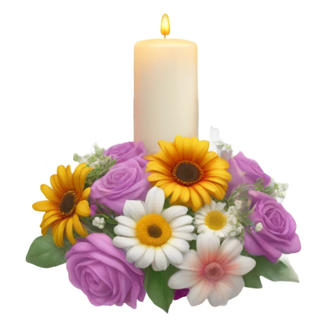 White angel wings, candle & flowers sticker