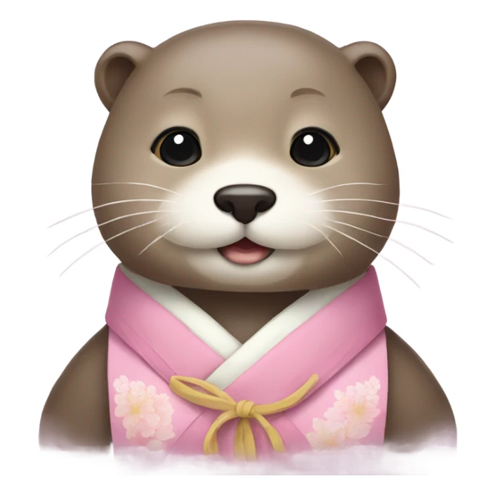 An otter face dressed in pastel-colored traditional Korean hanbok sticker