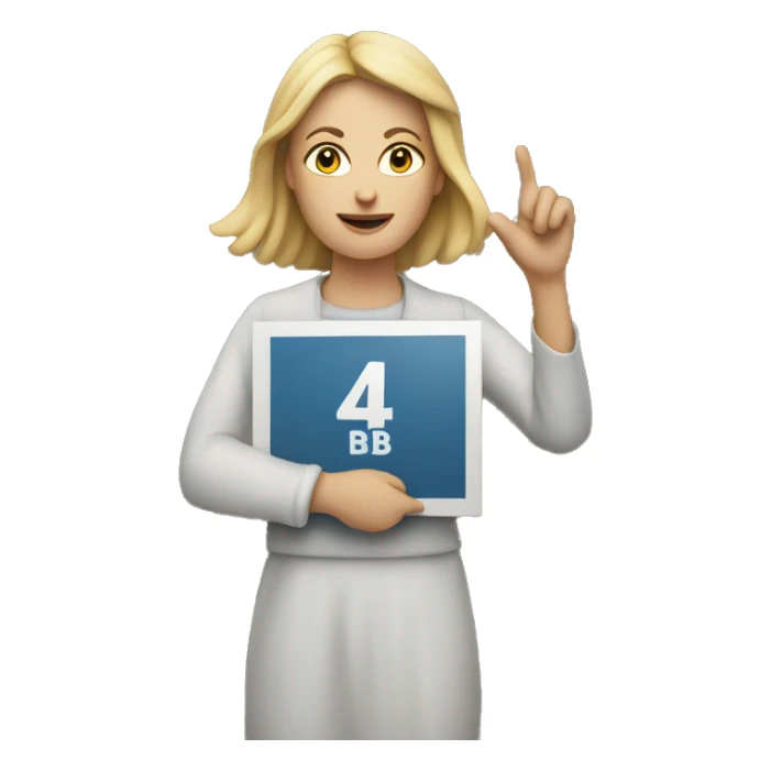 White woman holding 4 B movement sign sticker