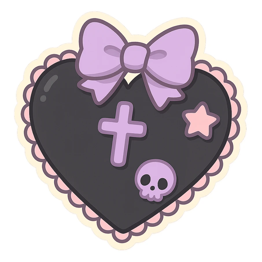 pastel goth black object sticker