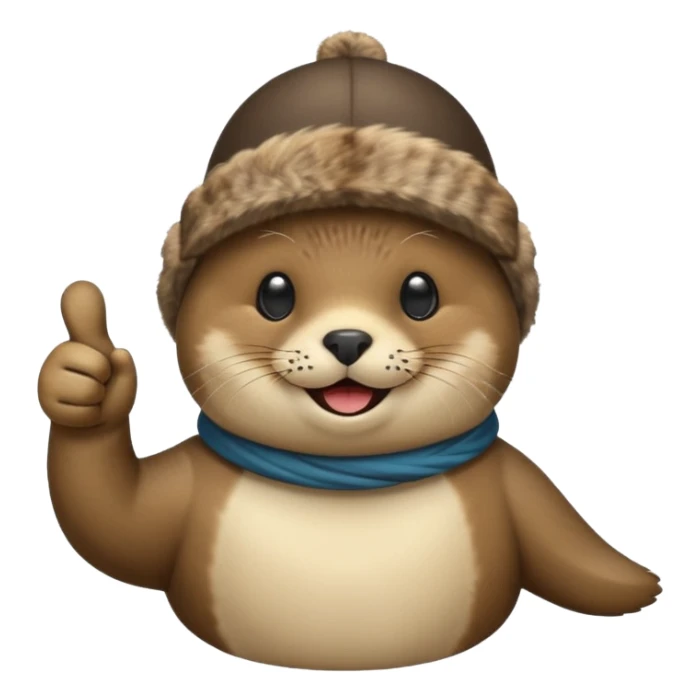 a seal wearing a propeller hat with his thumbs up sticker