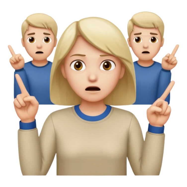 A person in the front row feeling scared, with the audience behind them POINTING FINGER. sticker