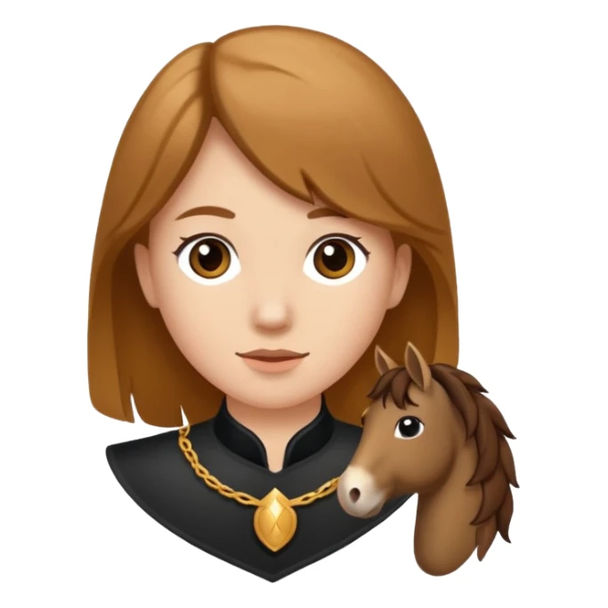 Ein braunhaariges Mädchen mit langen glatten Haaren und sitzend auf einem Braunen Pferd mit schwarzer Mähne  sticker