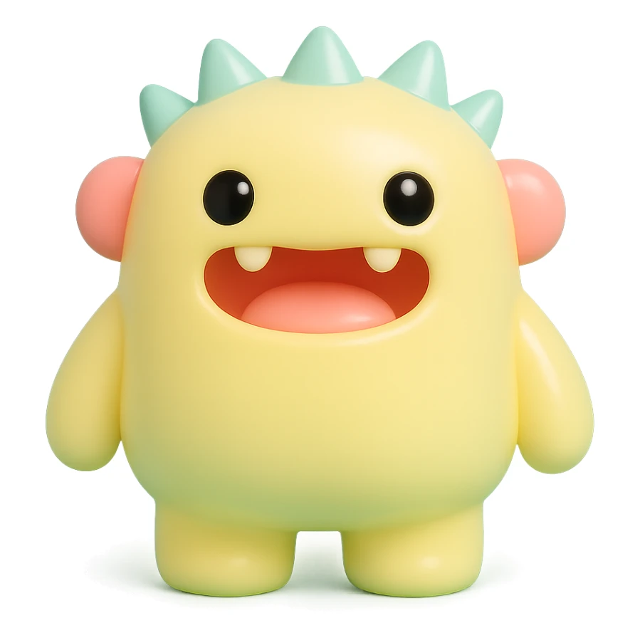 cute monster character, toy-like, colorful sticker