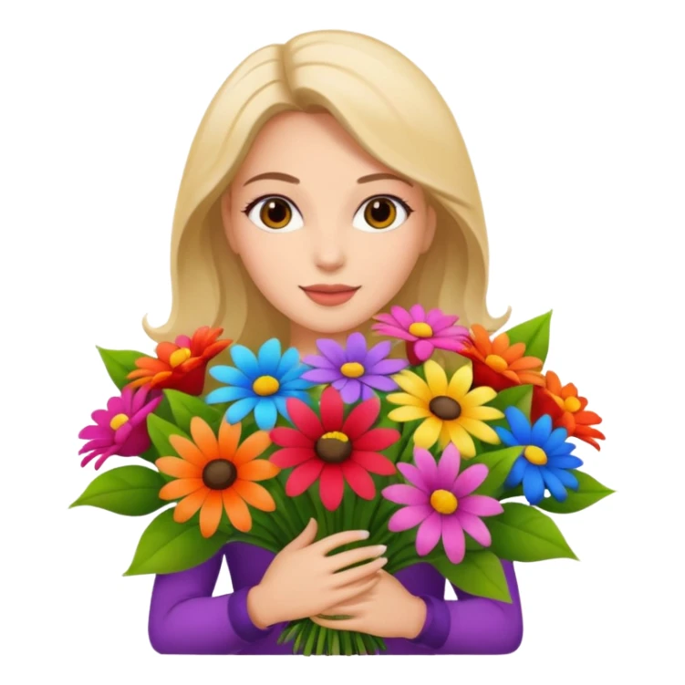 woman with big bouquet of flowers sticker