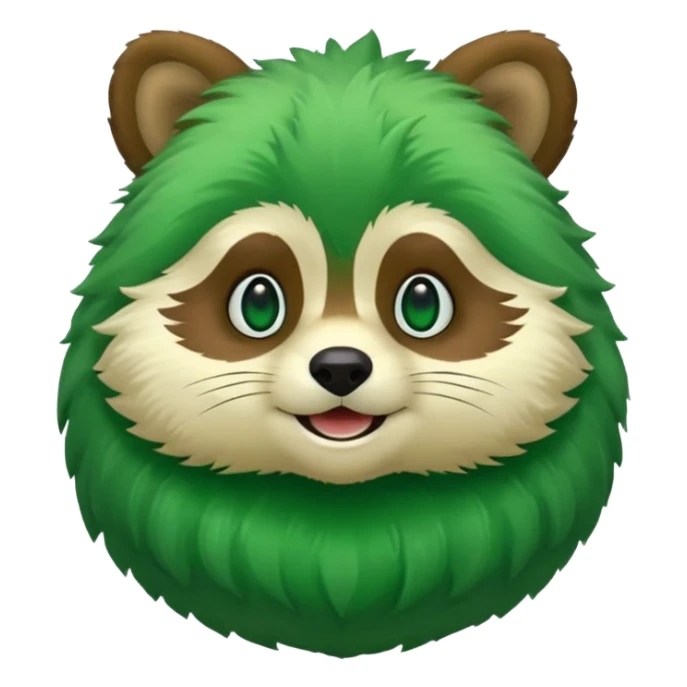 Green tanuki, all green body, only green tone colors sticker