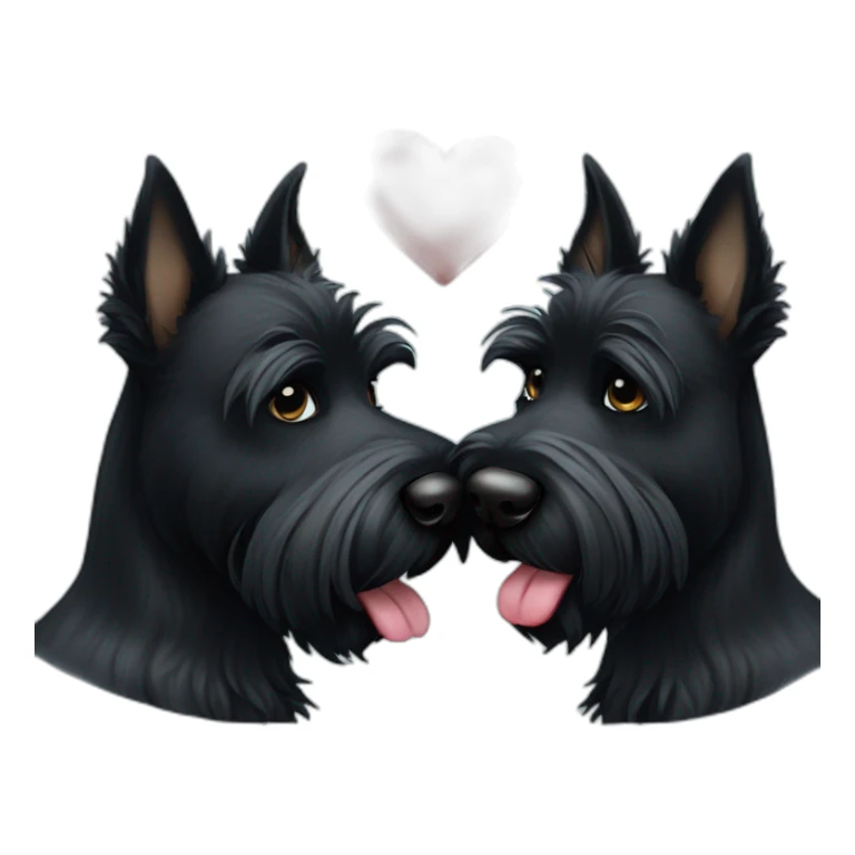 Two black Scottish terrier kissing one male one female sticker