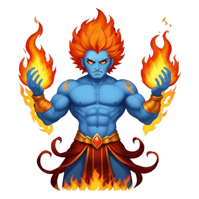 Hades blue god with flaming hair sticker