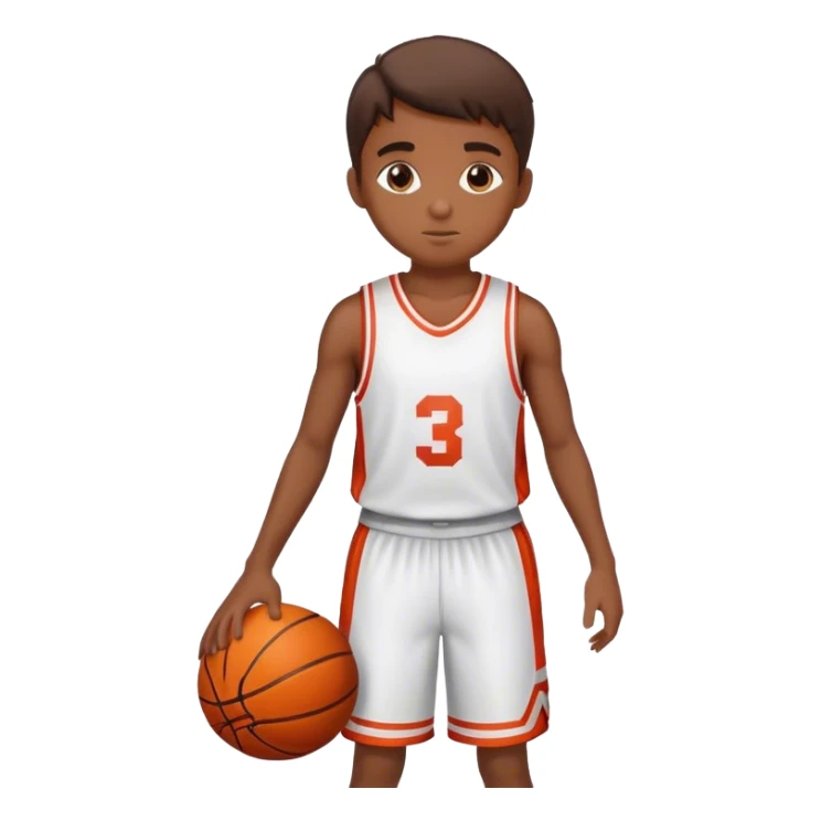 Boy wearing basketball clothes with a basketball  sticker