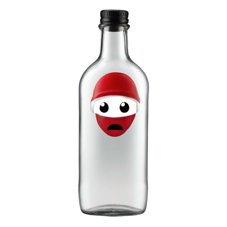 clear bottle with black and red label “RUMPZ” alcohol sticker