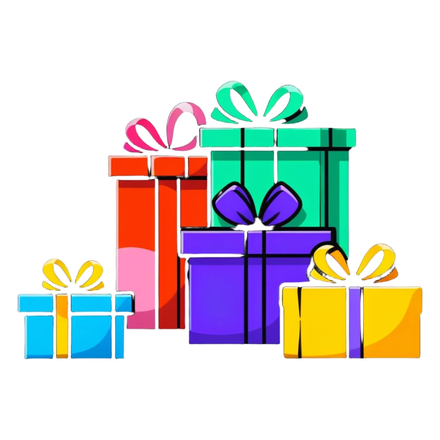 happy birthday celebration with gifts and confetti sticker