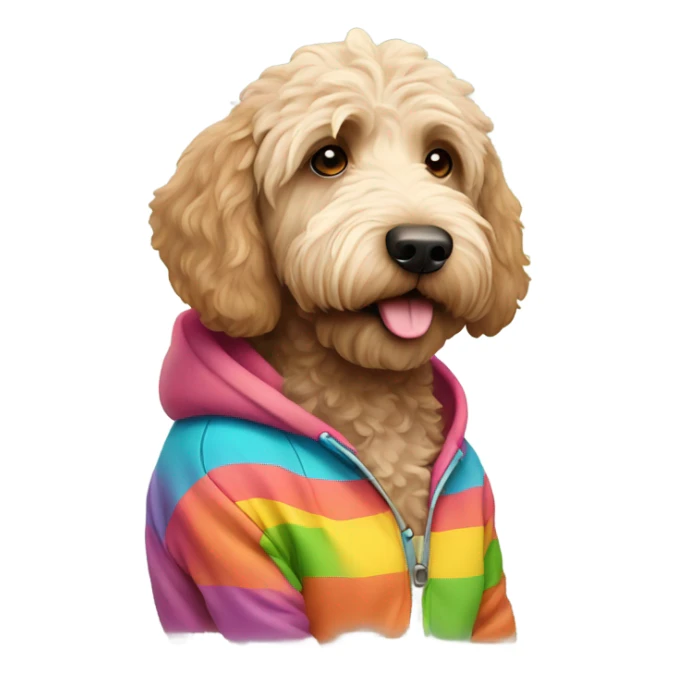Labradoodle wears a hoodie  sticker