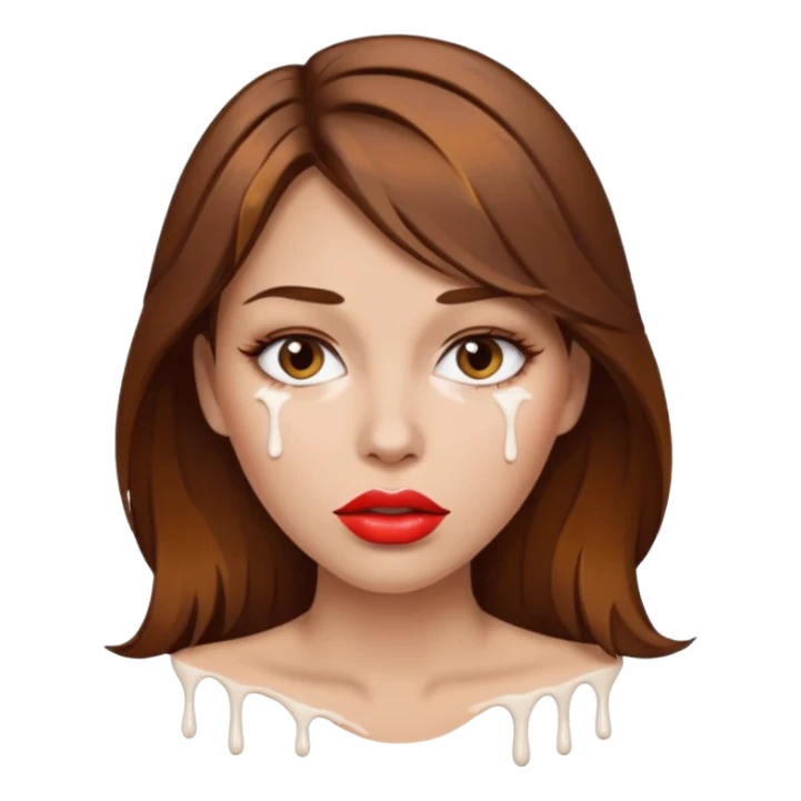 Brown Hair, Woman, white paint drip, face, hot, Sexy, lips sticker