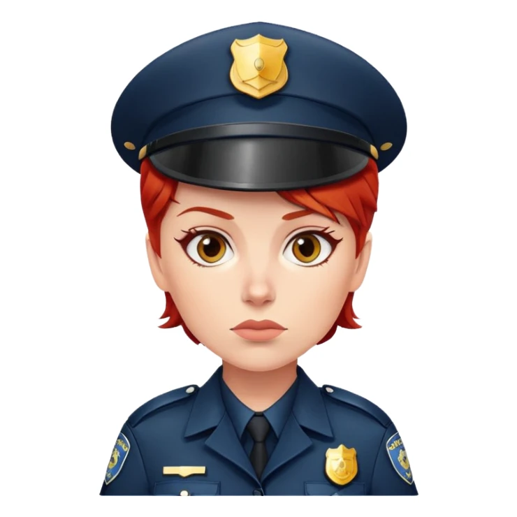 stern looking female cop with red hair sticker
