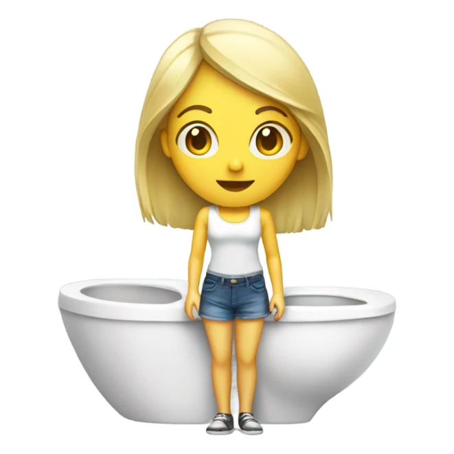 Blonde girl next to toilet sticker