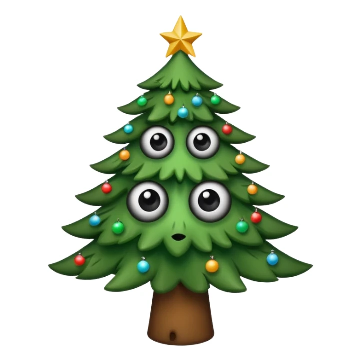 sapin avec deux gros yeux noirs sticker