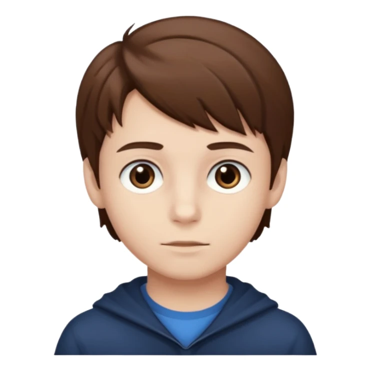 a boy with brown hair and white skin with dark eyes  sticker