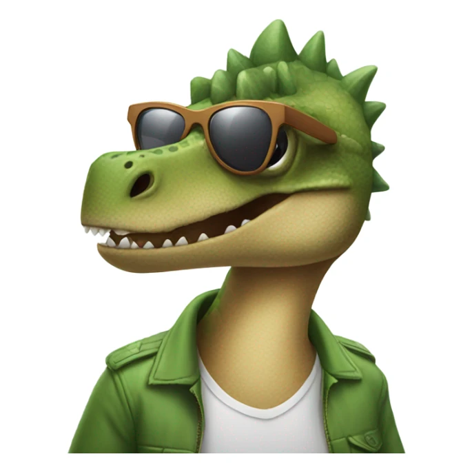 Dinosaur with sunglasses and haircut sticker
