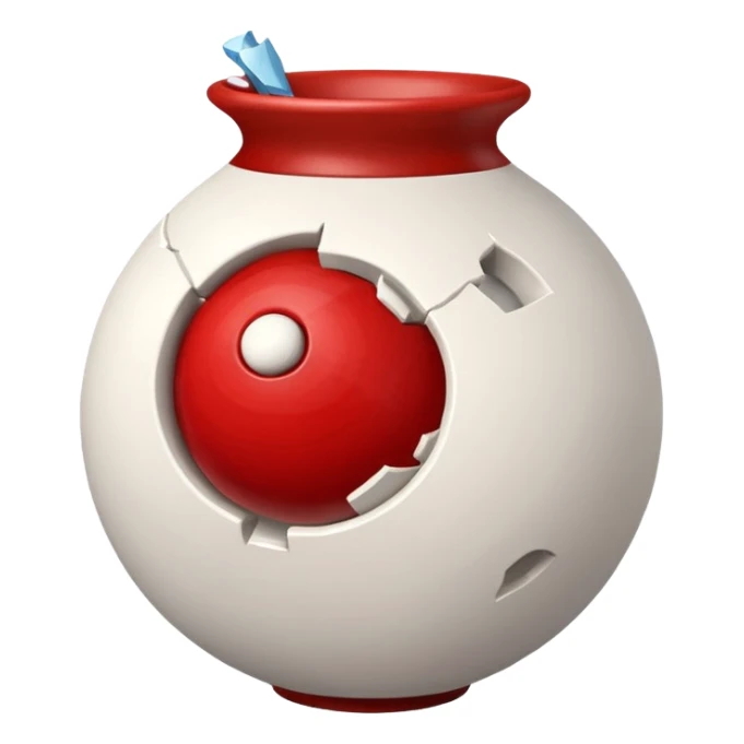 broken vase because of the ball sticker