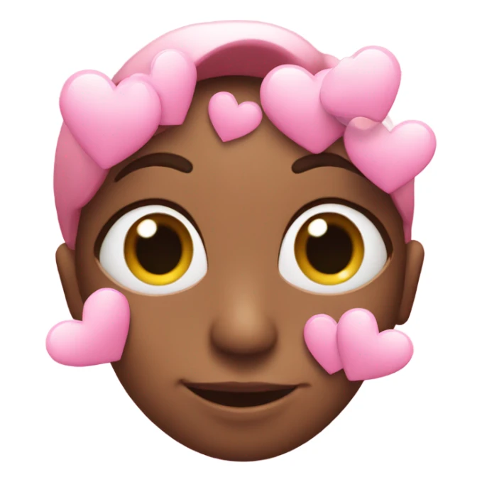 heart eyes emoji with pink hearts around the head  sticker