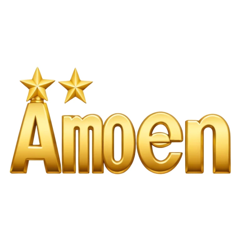 the word 'amen' in a joyful, celebratory emoji style sticker