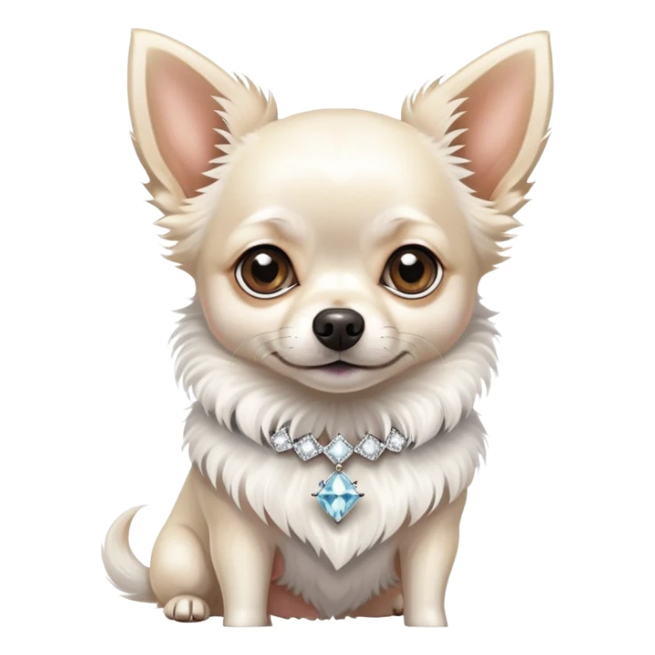 Elegant White hairy chihuahua with diamonds collar  sticker