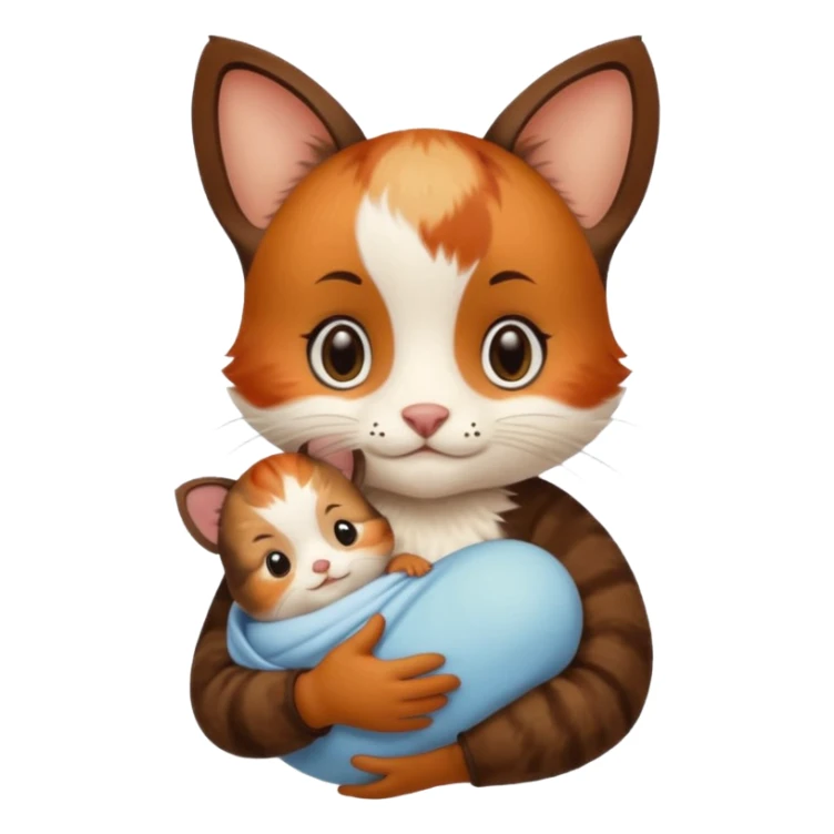 Calico critter holding a baby calico critter  sticker