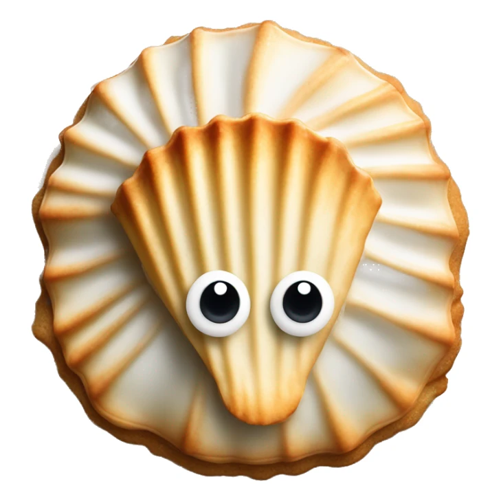 Scallop Shell madeleine cake with googly eyes sticker