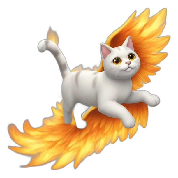 Gato con alas en un cielo de fuego sticker