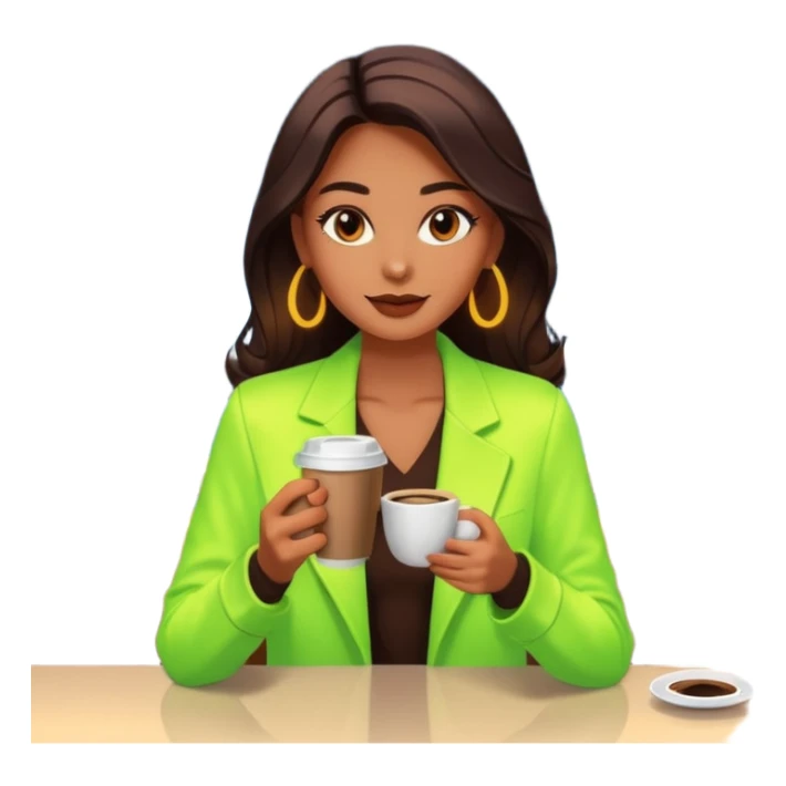 Woman with coffee , coffe shop with  neon glow, Midnight Wander. negative transparency . sticker