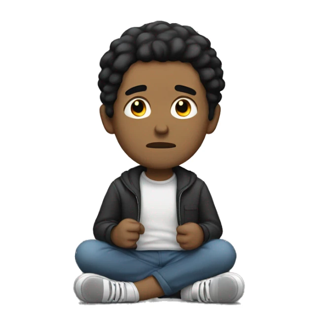 White man with black hair sitting and depressed. sticker