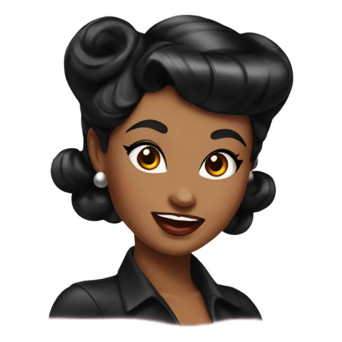 pin-up brown woman with black hair victory rolls style sticker