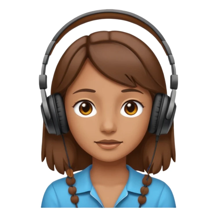 brown haired tan girl with headphones sticker