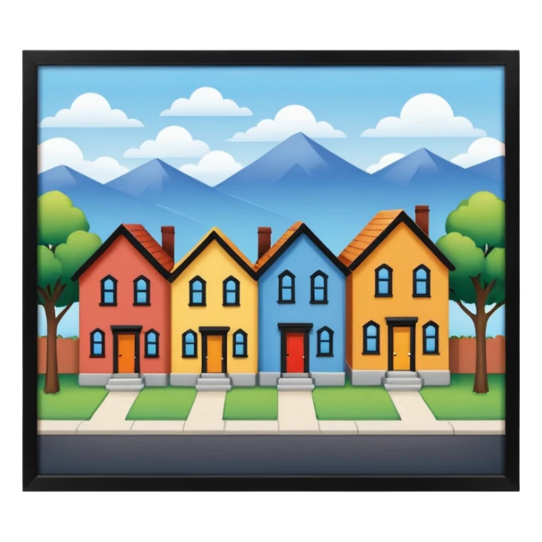 group of 3 houses representing neighborhood sticker