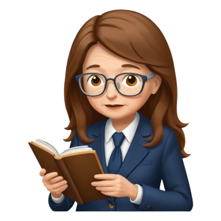 grandma reading in suit long hair sticker