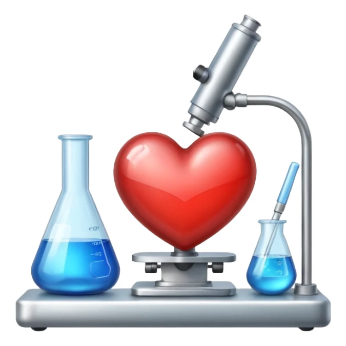 Heart emoji with things of laboratory  sticker